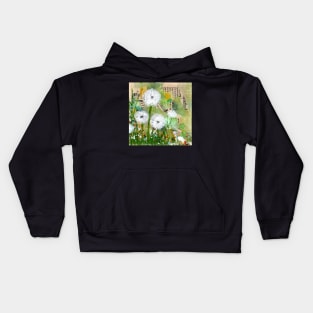 Dandelions in mixed media Kids Hoodie